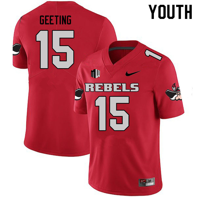Youth #15 Matthew Geeting UNLV Rebels College Football Jerseys Sale-Scarlet - Click Image to Close